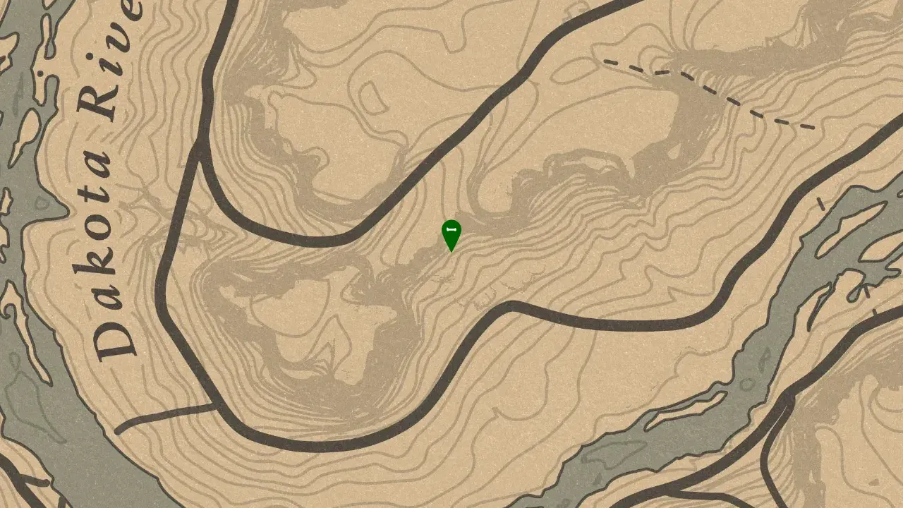 Dinosaur Bone #14, Heartlands Cliff Face Dinosaur Bone Location Zoomed