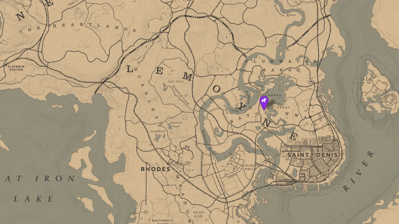 Red Dead Redemption 2 Legendary Alligator Map