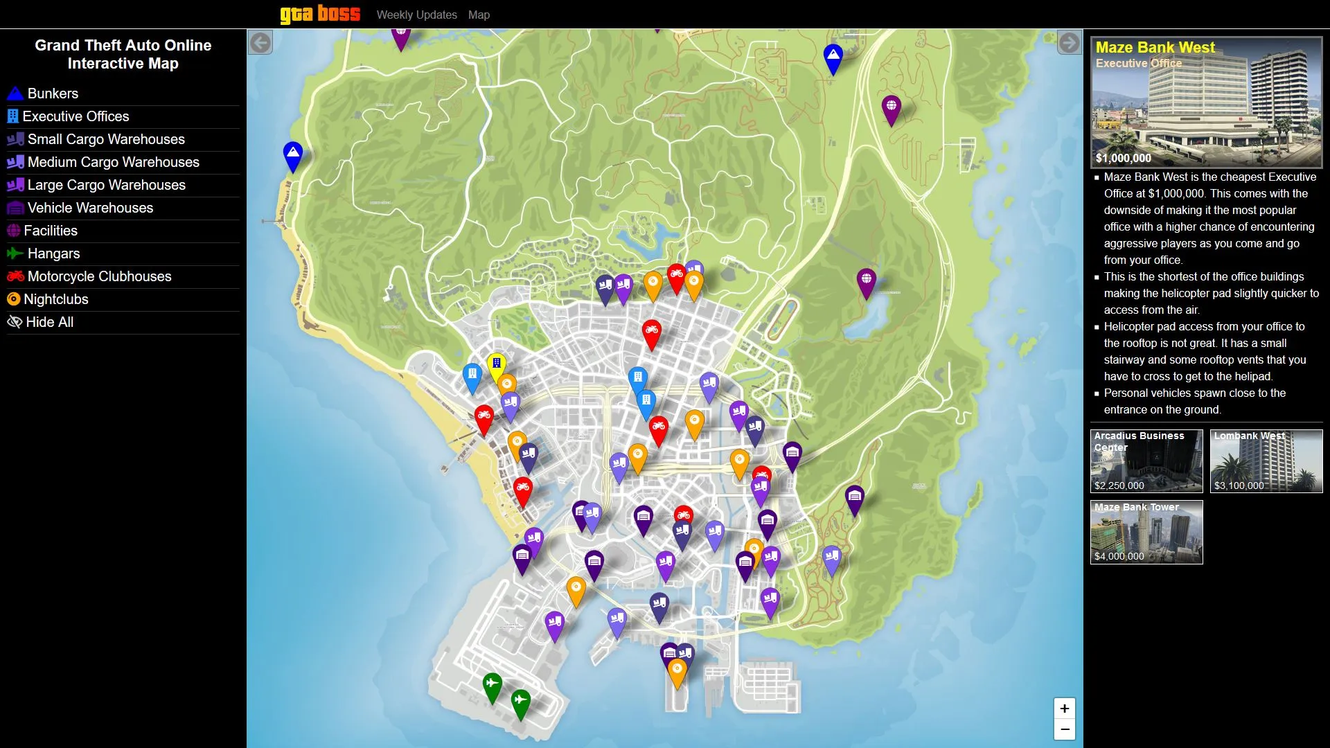 Now available interactive GTA Online map