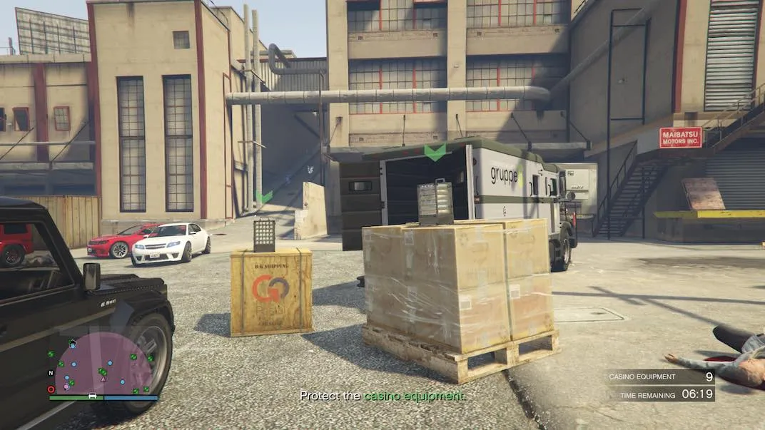 In the Asset Protection Security Contract at the Grand Theft Auto V Online Agency, you'll need to watch all sides to protect equipment from enemies.