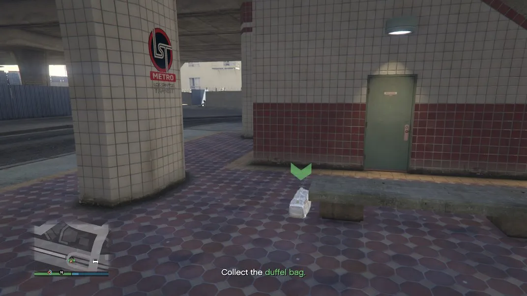 For the Grand Theft Auto V Online Doomsday Heist Act III Prep 1a mission you'll be collecting a duffel bag full of cash.