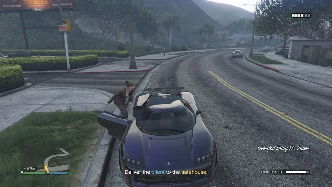 In order to complete the rescue mission you must find the client, kill the hitmen, then drive the client back to a safe house without letting them get killed.