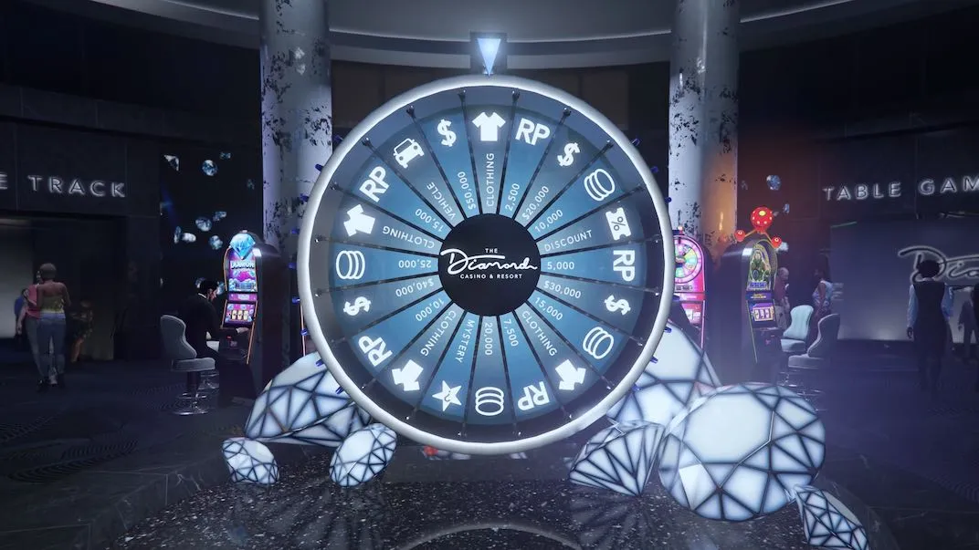 This is the position the lucky wheel needs to be in order to pull off the podium trick through the lucky wheel glitch in Grand Theft Auto V Online.