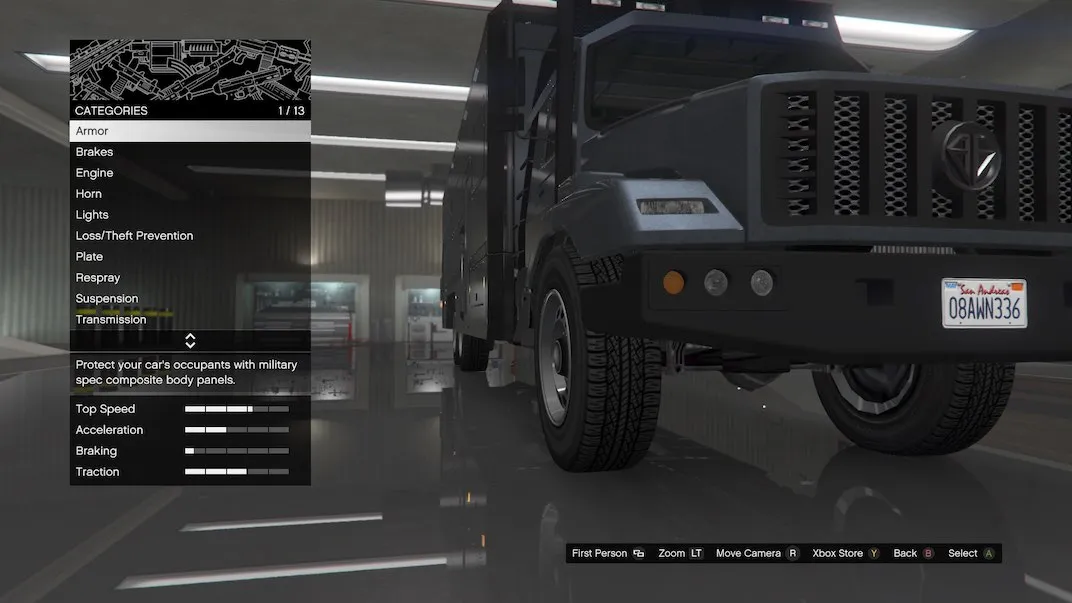 Modifications can be done on the Benefactor Terrorbyte from the Nightclub Garage Vehicle Workshop in Grand Theft Auto V Online.