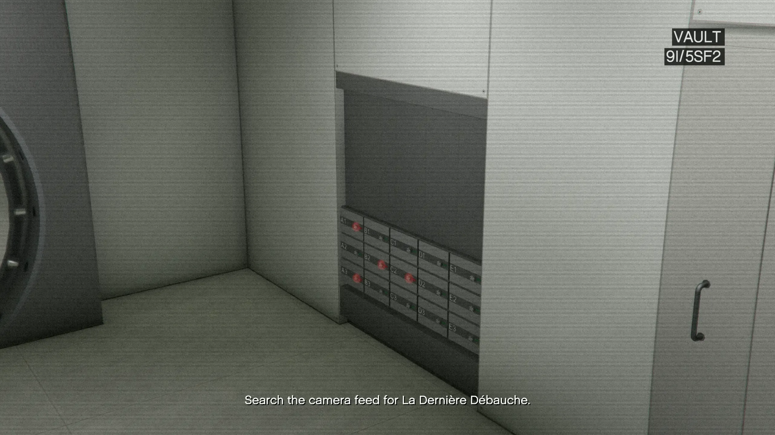 The vault CCTV feed showing the lockboxes inside the Kortz Center vault