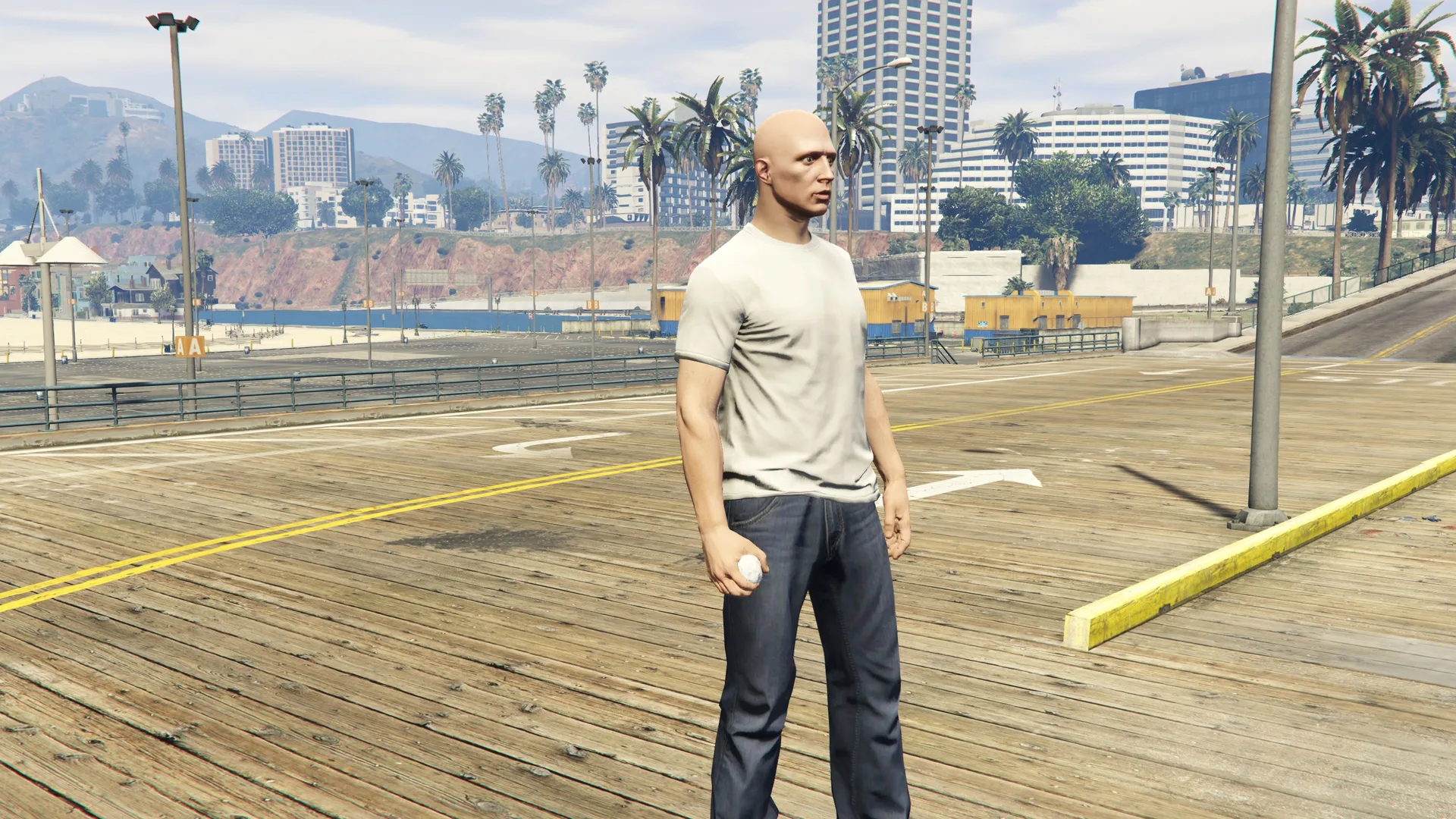 Snowball held by a GTA Online character